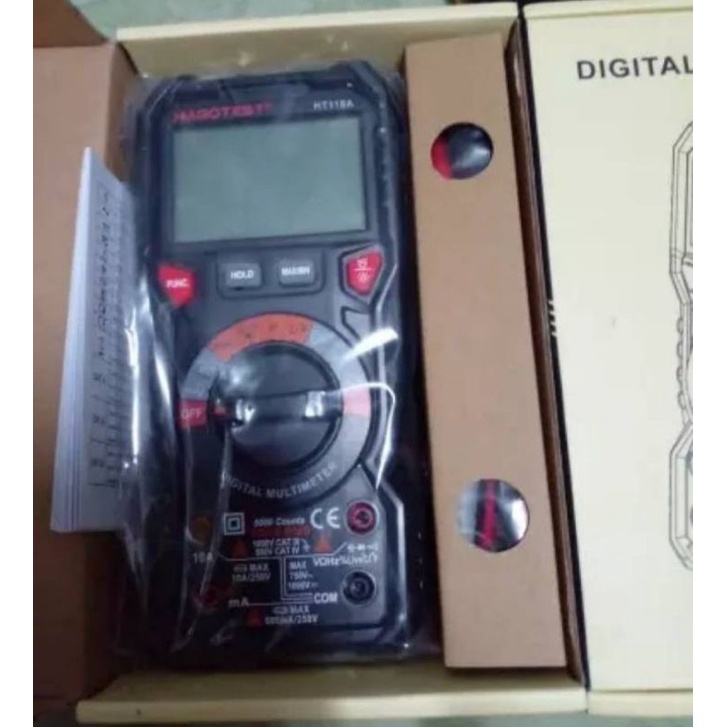 HABOTEST HT118A มัลติมิเตอร์ดิจิทัล ช่วงอัตโนมัติหลายเมตร นับ 6000 ครั้ง True RMS วัด AC / DC ดำ และ