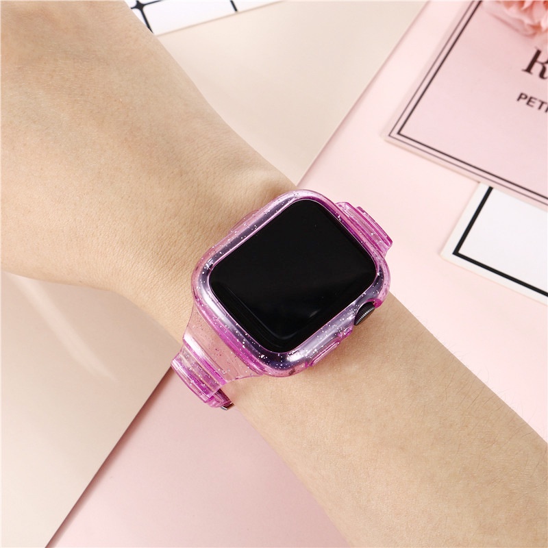 (Fast Shipping) สายนาฬิกาซิลิโคนใส iwatch 9/8/SE/7/6/5/4/3/2/1 สายนาฬิกาซิลิโคน 45mm.42mm.44mm.40mm.38mm.41mm