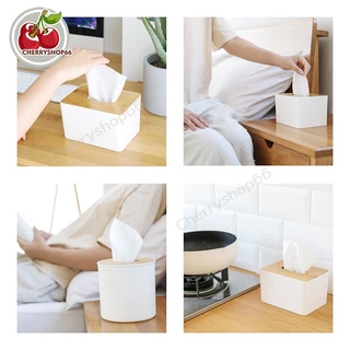 กล่องใส่ทิชชู่ กล่องใส่กระดาษทิชชู ฝาไม้ ที่ใส่ทิชชู่ กล่องทิชชู่ยาว ecoco กันฝุ่น