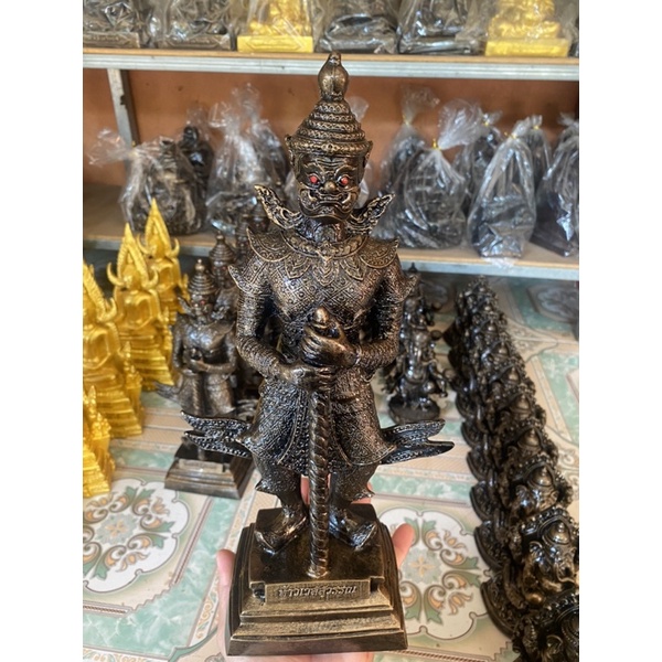 ท้าวเวสสุวรรณ กายสีมันปู สูง 8 นิ้ว ฐาน 3.5 เนื้อมวลสารแร่เหล็กน้ำพี้ รับประกันการชำรุดจากการขนส่ง