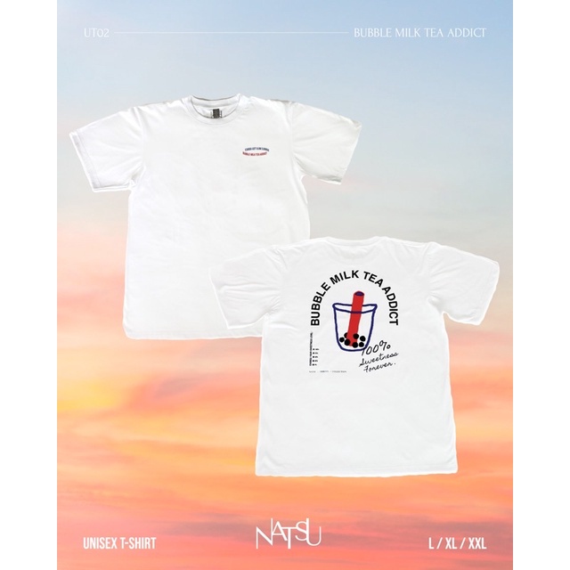 เสื้อยืด Unisex T-Shirt ลาย Bubble Milk Tea Addict (White)