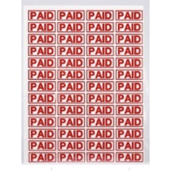 สติ๊กเกอร์Paid 40ดวงต่อแผ่น ขนาด4x7cm สติ๊กเกอร์กันน้ำ