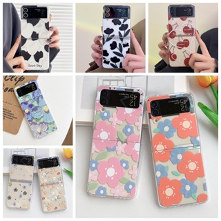 เคสโทรศัพท์มือถือแบบแข็ง ใส พับได้ ลายดอกไม้กราฟฟิตี้ สําหรับ Samsung Galaxy Z Flip 3 Z Flip 4 zflip3 zflip4