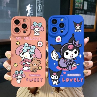 เคสโทรศัพท์มือถือ ขอบสี่เหลี่ยม ลายคุโรมิน่ารัก สําหรับ iPhone 14 Plus 13 Pro Max 12 iPhone 11 XR 8 7 SE 2022