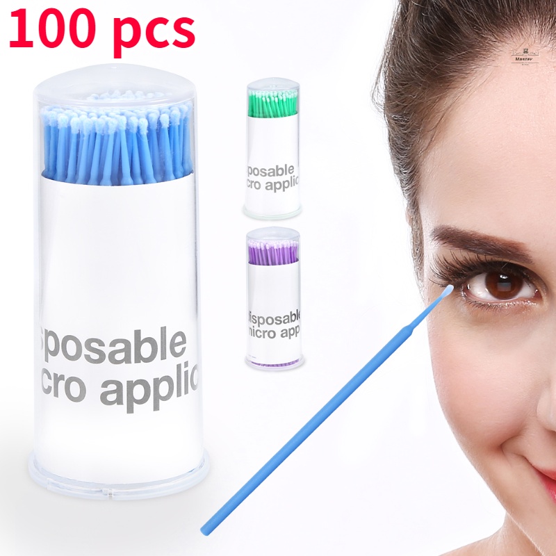 Micro Disposable อุปกรณ์แปรงมาสคาร่า 3 แบบใช้แล้วทิ้ง 100ชิ้น/กล่องสําหรับทําความสะอาดขนตา