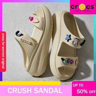 crocs แท้ crocs crush SANDAL หัวโต  รองเท้าแตะเสริมส้น รองเท้าแตะแพลตฟอร์ม ส้นหนา เหมาะกับเดินชายหาด รองเท้าแตะเพื่อสุขภาพผู้หญิง