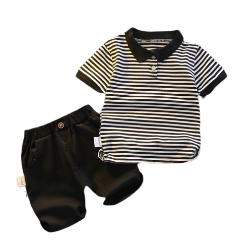 K37 ชุดเชทเด็กผู้ชาย มาใหม่ คอปก ลายทาง มาใหม่ 🇹🇭พร้อมส่งในไทย🇹🇭ชุดเด็กผู้ชายคอโปโล เสื้อ+กางเกง Siz