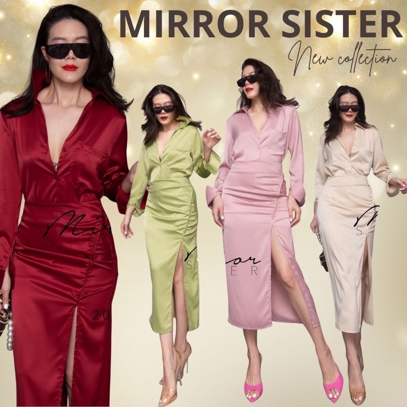 Code : 20920.3 ชุดเซทเรียบหรู ชุดเซทสีแดง ชุดออกงาน งานป้าย Mirrorsister