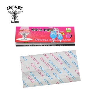 กระดาษโรล Hornet กลิ่นจินผสมน้ำผลไม้ 78 มม 50 แผ่น/ตลับ 🌿 Hornet Gin &amp; Juice Flavored Rolling Papers 78mm 50 Leaves