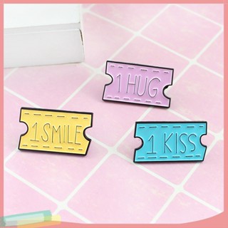 (lk) เครื่องประดับผู้หญิงหน้ายิ้ม hug kiss เข็มกลัดเคลือบ