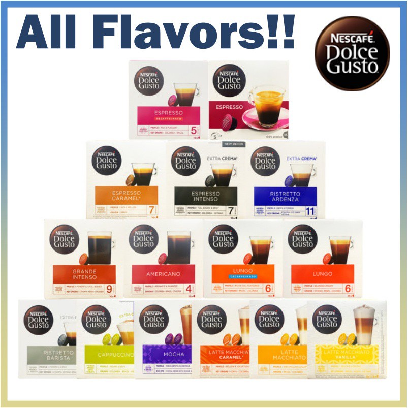 Nescafe Dolce Gusto Coffee Capsule All Flavors / Flat White, Risretto