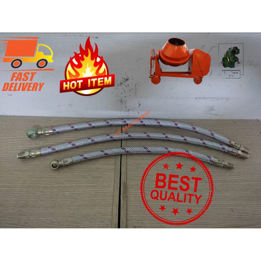 เครื่องผสมคอนกรีต 7T Mesin bancuh simen India Petter Av1 ท่อน้ํามันเชื้อเพลิง/ท่อโอเวอร์ฟลอร์ (1 ชุด