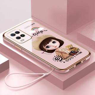 เคส OPPO A54 4G A76 4G A96 4G A93 4G A94 4G A74 5G F11 PRO เคสโทรศัพท์ซิลิโคนชุบไฟฟ้า 6D ลายสาวน่ารัก