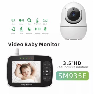 SM935E Baby Monitor สี3.5นิ้วหน้าจอ LCD Video Two-Way Intercom Baby Monitor กล้องระยะไกล Pan ซูมกล้อง