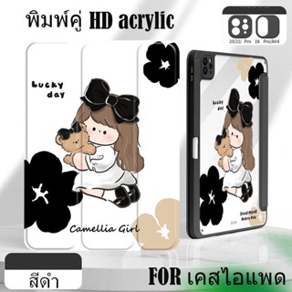 (พิมพ์คู่ ) For  เคสไอแพด Air4 Air510.9 Pro11 20182020 2021 gen5/6 GEN7/8/9เคสแม่เหล็ก บางเบา Magnetic(camellia girl)