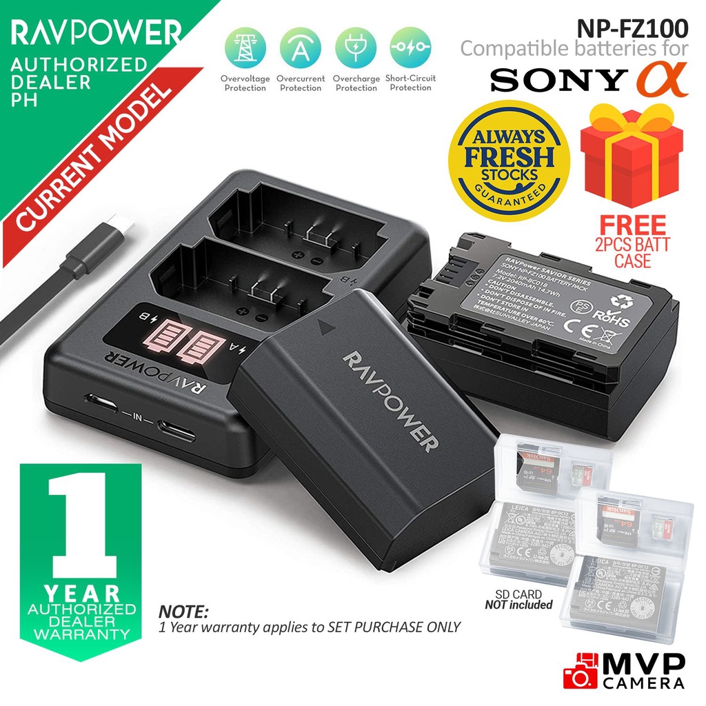 RAVPOWER NPFZ100 Battery & [NEW] USB Dual Charger for Sony FZ100 A7III