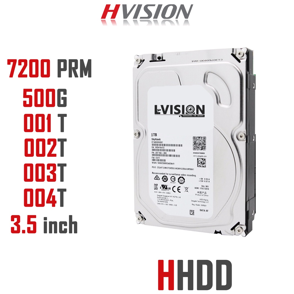 HVISION New Arrival ของแท้ ฮาร์ดดิสก์ 3.5นิ้ว hard disk 3.5inch 4TB/3TB/2TB/1TB/500G ใช้กับกล้องวงจรปิด ราคาส่ง ราคาถูก