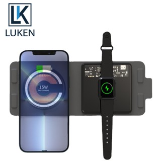 Luken แท่นชาร์จไร้สาย 15W 2 in 1 3 in 1 พับได้ สําหรับ iP 14 13 Samsung App Watch Airp Watch Qi