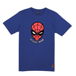 Marvel Men Spider-Man Flock Print T-Shirt - เสื้อมาร์เวลผู้ชายพิมพ์กำมะหยี่ ลายสไปเดอร์แมน สินค้าลิขสิทธ์แท้100% characters studio