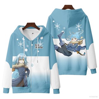 1ag อะนิเมะ Rimuru Tempest เสื้อแจ็กเก็ต แขนยาว มีซิป ด้านบน ทุกเพศ ลําลอง แฟชั่น แจ๊กเก็ต พลัสไซซ์