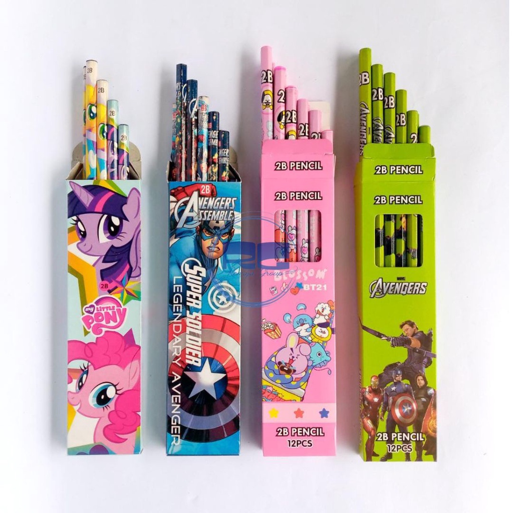 (DOZENS) 2B WOODEN CHARACTER PENCIL / 2B WOODEN PENCIL CHILDRENS CHARACTER 2B PENCIL CHILDRENS CHARA