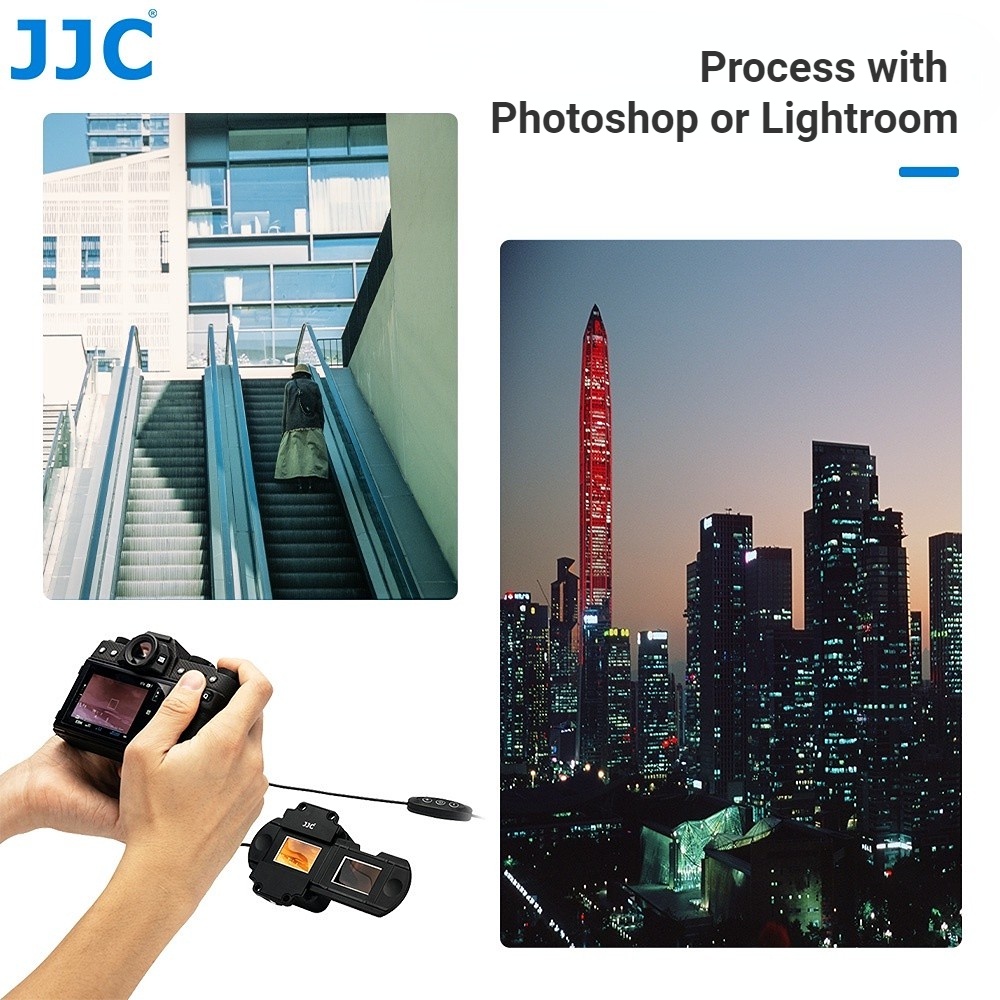 JJC FDA-LED1 ชุดไฟ LED อะแดปเตอร์แปลงฟิล์มเนกาทีฟสำหรับการคัดลอกเนกาทีฟ 35 มม. แทนที่ Nikon ES-2 เพื่อแปลงฟิล์มเป็นภาพถ่ายไฟล์ดิจิทัล