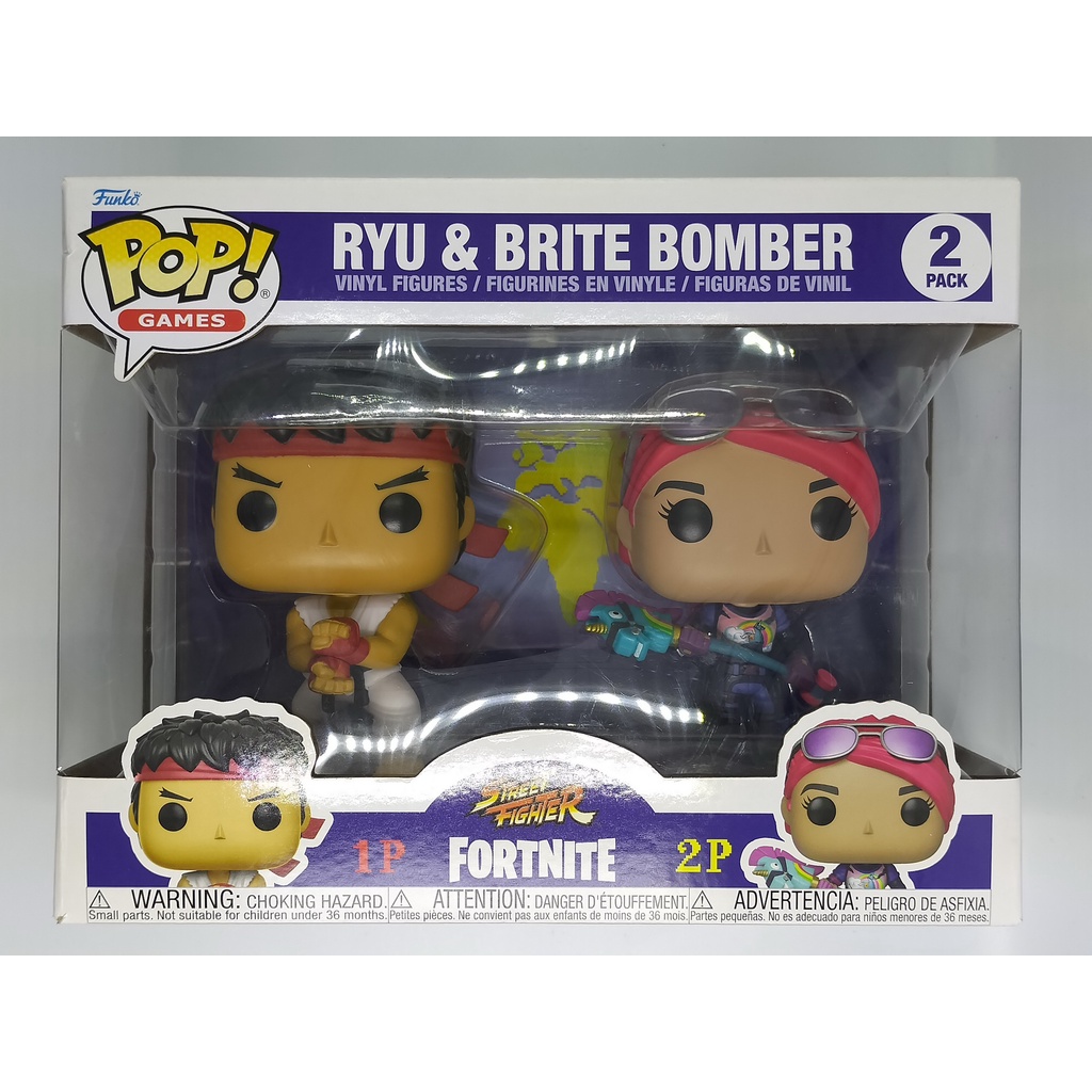 2 Pack Funko Pop Games Street Fighter Fortnite - Ryu &amp; Brite Bomber (กล่องมีตำหนินิดหน่อย)