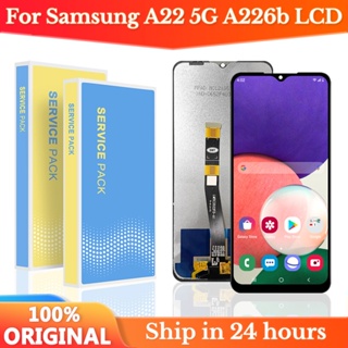 6.6&amp;#39;&amp;#39; ของแท้ อะไหล่หน้าจอสัมผัสดิจิทัล LCD พร้อมกรอบ สําหรับ Samsung Galaxy A22 5G SM-A226B A226 A226