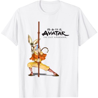 เสื้อยืดผ้าฝ้ายพรีเมี่ยม เสื้อยืด พิมพ์ลาย The Last Airbender Aang Momo