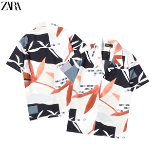 Za สตรีทแฟชั่น542354เสื้อเชิ้ตแขนสั้นลําลอง คอปก พิมพ์ลาย RA สําหรับผู้ชาย และผู้หญิง