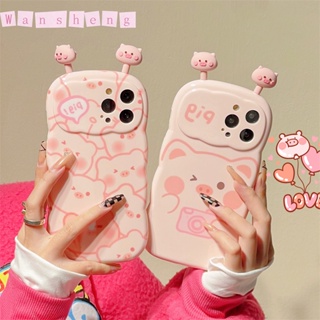 เคสโทรศัพท์มือถือ ซิลิโคนนิ่ม กันกระแทก ลายการ์ตูนหมูน่ารัก สามมิติ สีชมพู สร้างสรรค์ สําหรับ Iphone 14promax 13 11 14pro 12 14plus