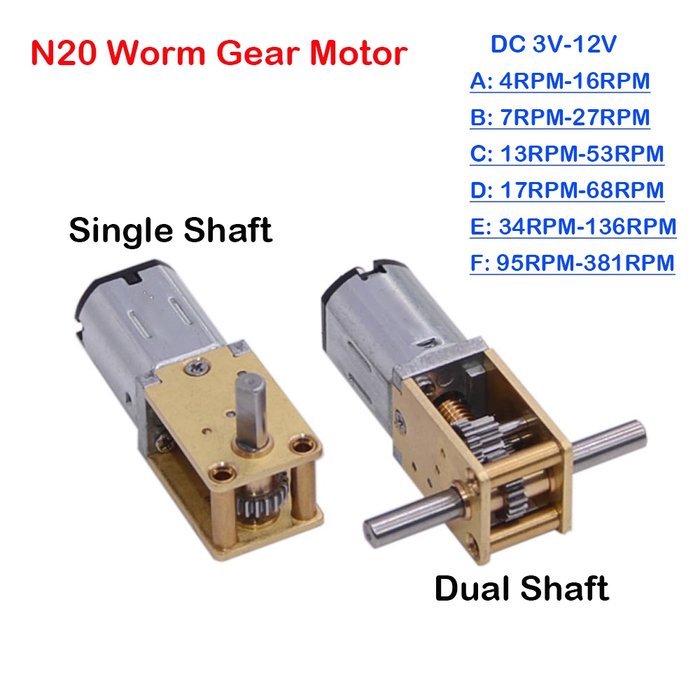 1PCS N20 โลหะทั้งหมดมอเตอร์เกียร์ DC 3 V-12 V 4RPM-381RPM ความเร็วช้าแรงบิดสูง Dual แกนเครื่องยนต์หนอนลดมอเตอร์สําหรับสมาร์ทหุ่นยนต์