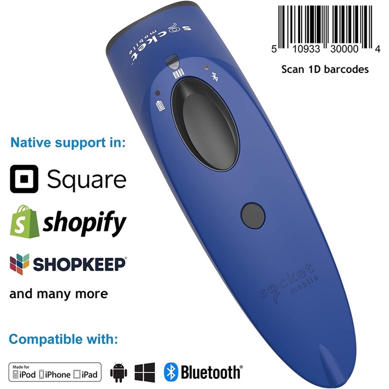 เครื่องอ่านบาร์โค้ดไร้สาย ยี่ห้อ Socket Mobile 1D Bluetooth Barcode Scanner รุ่น Socket Scan S700 (Blue)