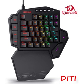 Redragon  K585 DITI คีย์บอร์ดเล่นเกม RGB มือเดียว, Bleu switch, ปุ่มกดสำหรับเล่นเกมระดับมืออาชีพพร้อมปุ่มมาโคร