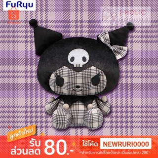 แท้/ญี่ปุ่น🇯🇵 KUROMI 27ซม. Black Check Ribbon BIG Plush Doll Sanrio ตุ๊กตาคุโรมิ ซานริโอ้ ของแท้ คุโรมิ