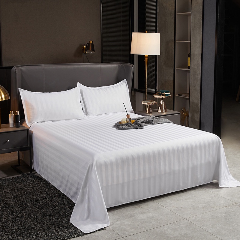 Hotel Linens ผ้าปูที่นอนไม่รัดมุม Cotton100% ผ้าปูโรงแรมลายริ้ว ทอ 250 เส้น