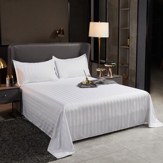 ผ้าปูที่นอนไม่รัดมุม Cotton100% ผ้าปูโรงแรมลายริ้ว ทอ250เส้น Hotel Linens