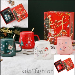 พร้อมส่ง! 💗Christmas gift mug gift box with lid and spoon ceramic Christmas cup gift