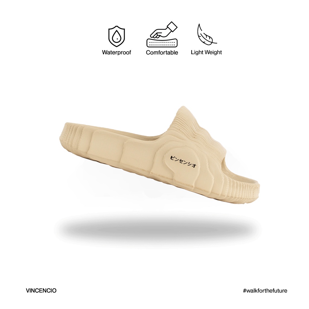 Vincio - Kiyoshi Slides - Soft Beige - รองเท้าแตะสไลด์น้ําหนักเบาสําหรับผู้ชายและผู้หญิง