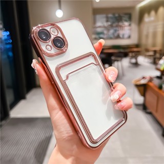 เคสโทรศัพท์มือถือแบบนิ่ม TPU ใส พร้อมช่องใส่บัตร หรูหรา สําหรับ iPhone 14 13 Pro MAX 14 Plus 11 12 Pro MAX