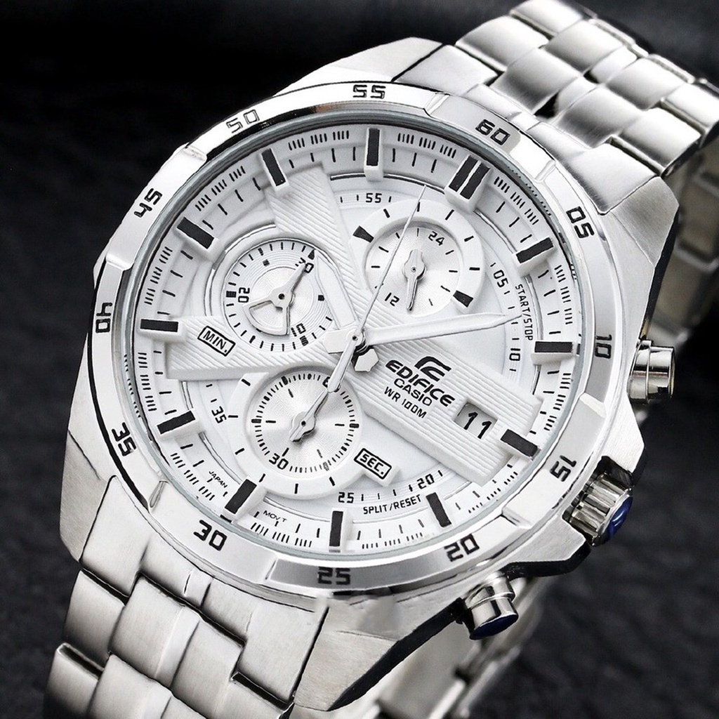 นาฬิกาข้อมือ CASIO นาฬิกากันน้ำ นาฬิกา ประกัน 1 ปี รุ่น EFR-556DB-7A นาฬิกาสีเงิน