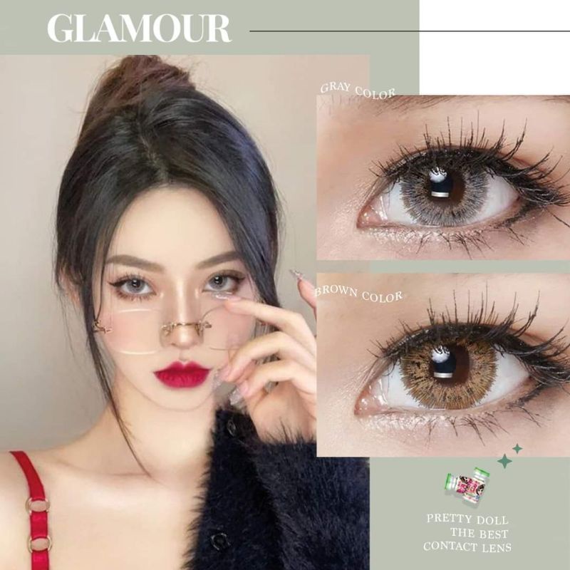 คอนแทคเลนส์ รุ่น Glamour / Jewel3tone ตาโต มีสีเทา ตาล มีค่าสายตา