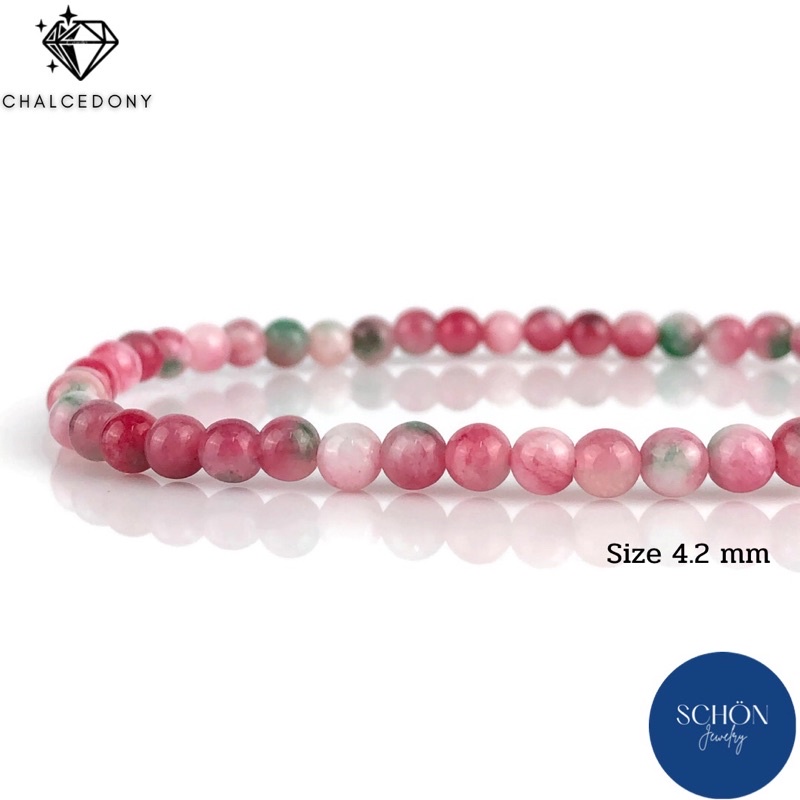 3CN-42 สร้อยข้อมือฮกลกซิ่ว 4.2 มิล หิน 3 สี หรือ หิน Chalcedony ขัอมือหินมินิมอล กำไลข้อมือหิน กำไลหิน ไหมยืด ราคา ถูกที่สุด ดีลบีเคเค แกลเลอรีภาพที่ 3