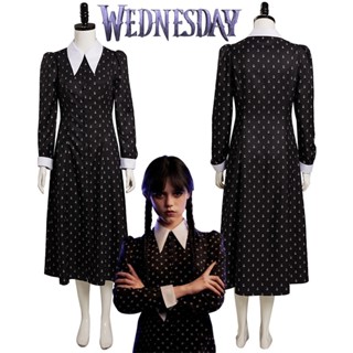 New The Addams Family Wednesday Cosplay Costume Black Dress Halloween Xmas Party