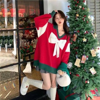 พร้อมส่ง🎅🏻🎄เสื้อไหมพรมสีแดงคริสต์มาส🎄🎅🏻แชทถามก่อนโอน