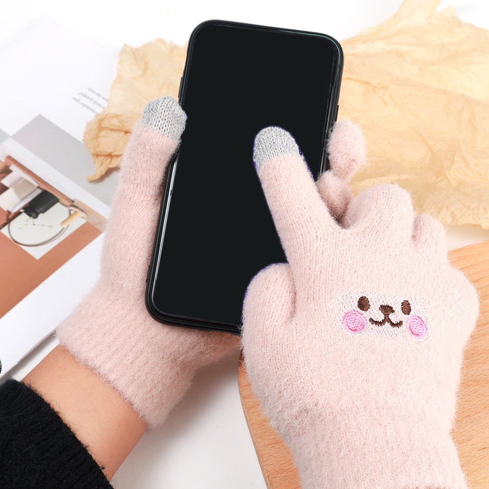 ถุงมือขับรถ แบบครึ่งนิ้ว ผ้ากํามะหยี่ขนนิ่ม แบบหนา ให้ความอบอุ่น แต่งขนกระต่ายน่ารัก แฟชั่นฤดูหนาว สําหรับผู้หญิง