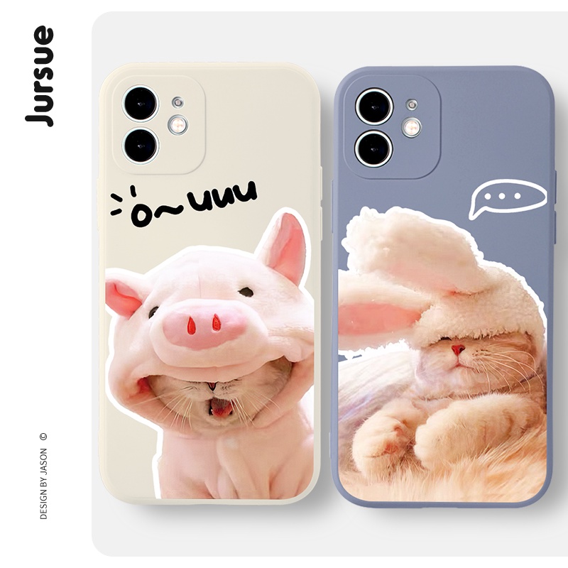 JURSUE เคสคู่ เคสไอโฟน คู่รัก กันกระแทกซิลิโคนนุ่มการ์ตูนน่ารักตลก เคสโทรศัพท์ Compatible for iPhone 16 15 14 13 12 11 Pro Max SE 2020 X XR XS 8 7 Plus พลัส XYH1062