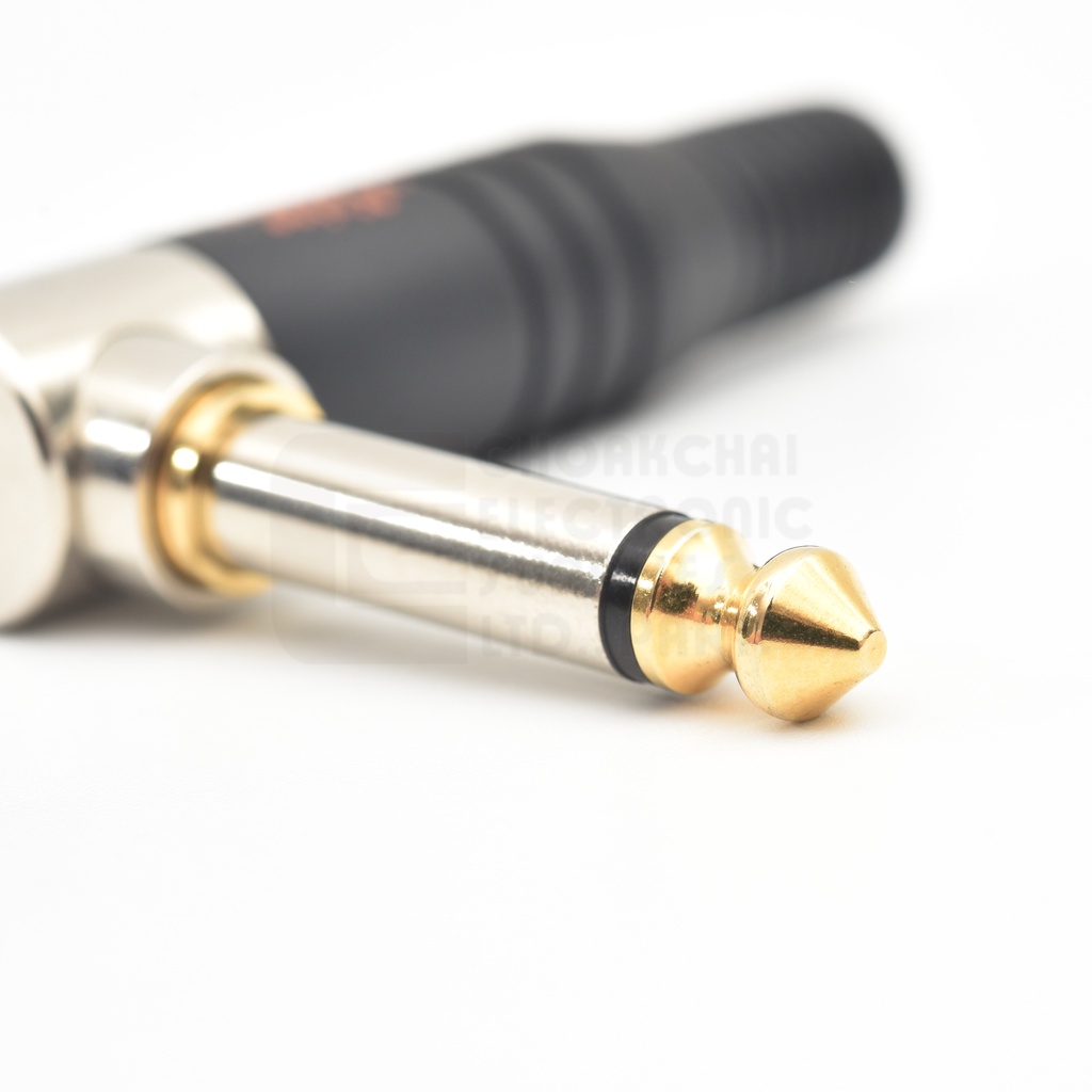 ULTIMAX Noise Killer หัวแจ็คกีต้าร์ Mono ไม่มีเสียงรบกวนตอนเสียบ หัวงอ (SwitchPlug silentPlug) รุ่น BES-AUD6.3MRGH-B-GG