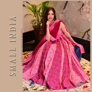 {**ส่งฟรี**} SMALL INDIA 🦚 Silk Cotton Ethnic Pattern ชุดเดรส 🦚 Gown Dress