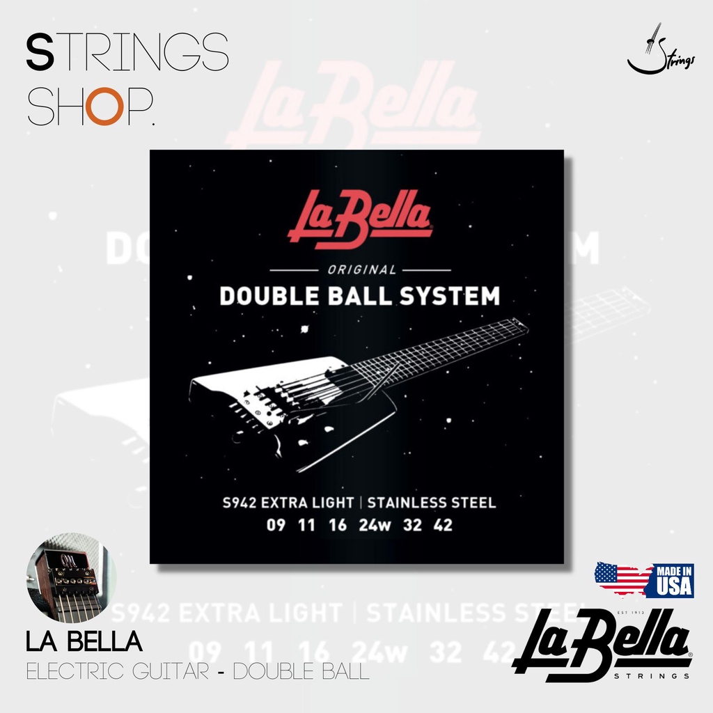 สายกีตาร์ไฟฟ้า (หัวตัด) La Bella Electric Double Ball Stainless Steel Round Wound (S942,S1046)